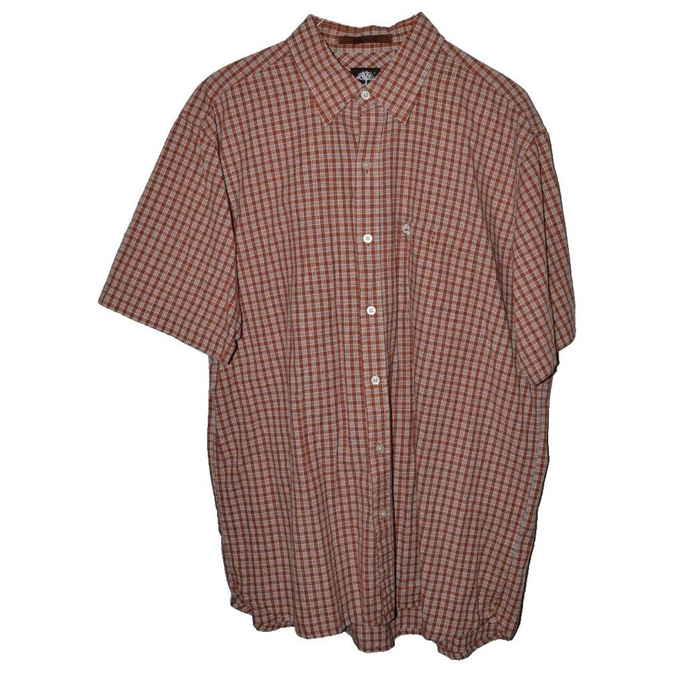 Timberland Shirt Mens L Plaid Short Sleeve Outdoor‎ Seersucker Button Up